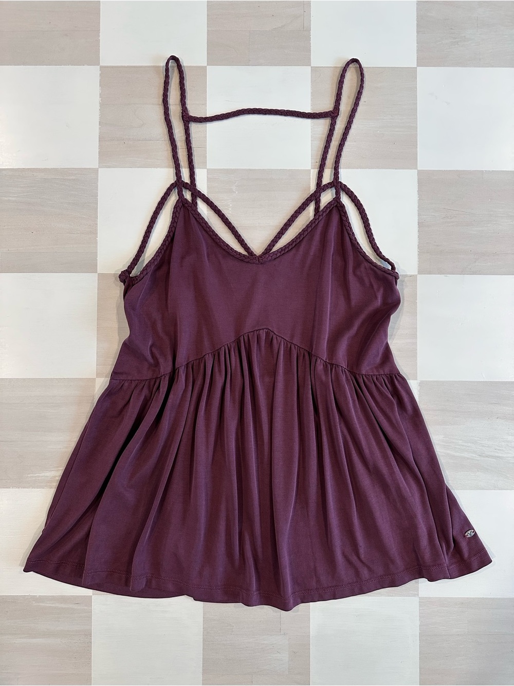 american eagle maroon wine strappy babydoll braided tank top whimsigoth